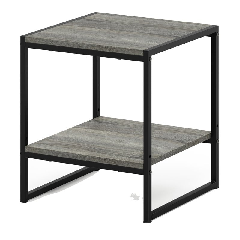 Furinno CAMNUS Engineered Wood Living 2-Tier End Table in French Oak Gray