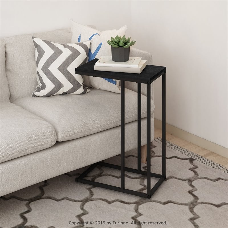 Furinno CAMNUS Engineered Wood Living Sofa Side Table in Americano Black