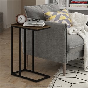 Furinno Camnus Engineered Wood Living Sofa Side Table in Columbia Walnut