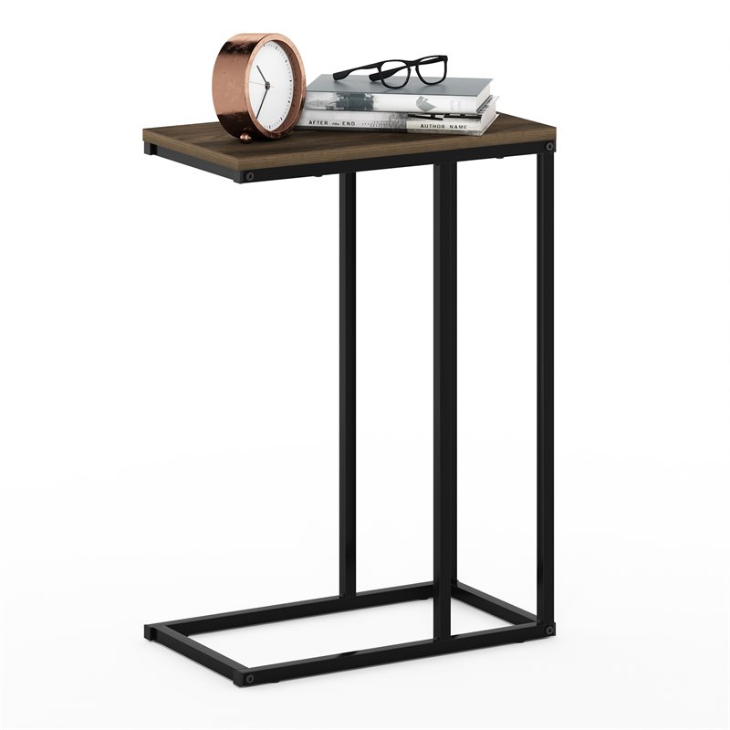 Furinno CAMNUS Engineered Wood Living Sofa Side Table in Columbia Walnut