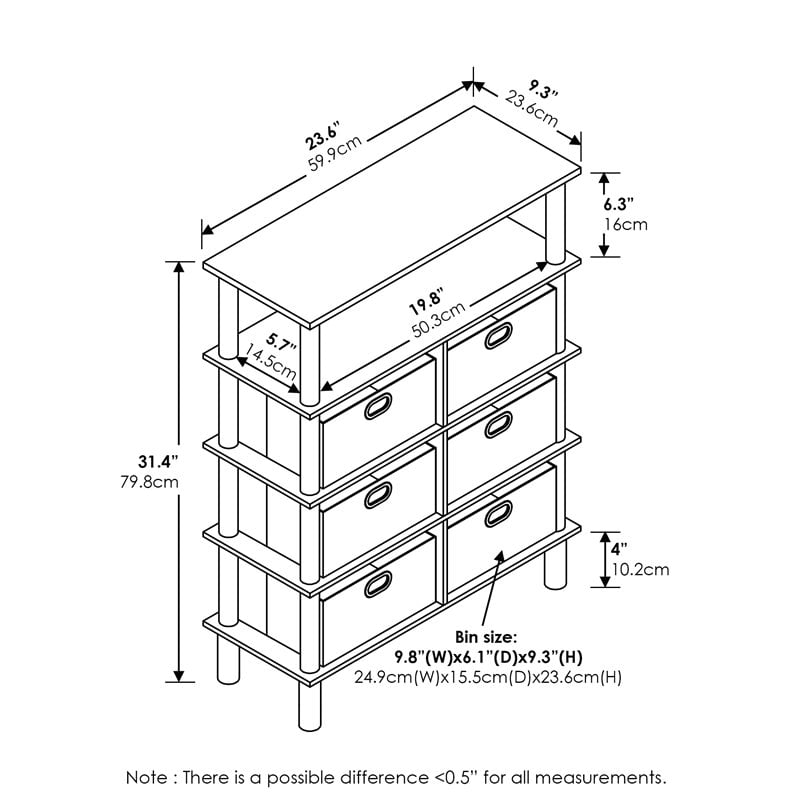 Furinno Frans Turn-N-Tube Engineered Wood Console Table in French Oak Gray/Black