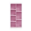 Furinno LUDER Engineered Wood 7-Cube Reversible Open Shelf in White/Pink