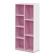 Furinno LUDER Engineered Wood 7-Cube Reversible Open Shelf in White/Pink