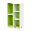 Furinno LUDER Engineered Wood 5-Cube Reversible Open Shelf in White/Green