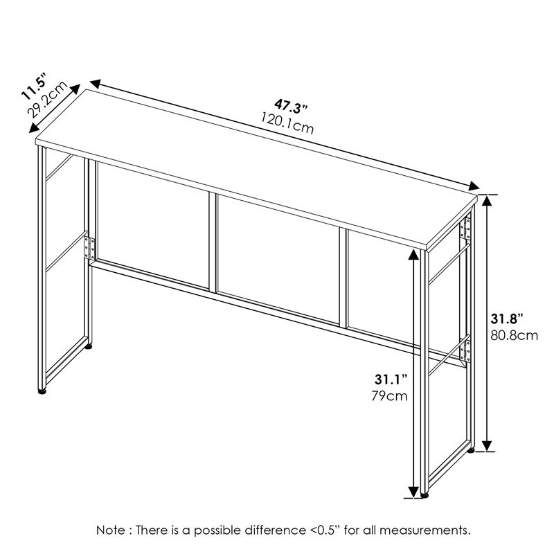 Furinno Riau No Tool Wood & Metal Frame Console Table in Rustic Oak/Black