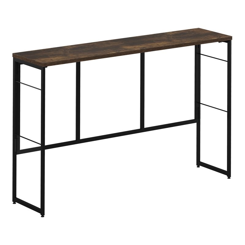 Furinno Riau No Tool Wood & Metal Frame Console Table in Rustic Oak/Black