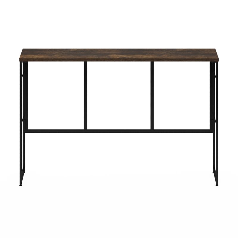 Furinno Riau No Tool Wood & Metal Frame Console Table in Rustic Oak/Black