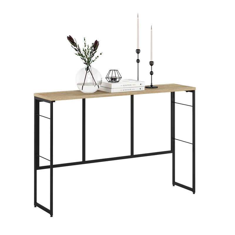 Furinno Riau No Tool Wood & Metal Frame Console Table in Sonoma Oak/Black