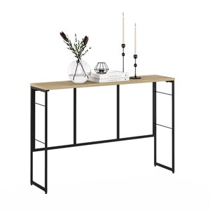 Furinno Riau No Tool Wood & Metal Frame Console Table in Sonoma Oak/Black