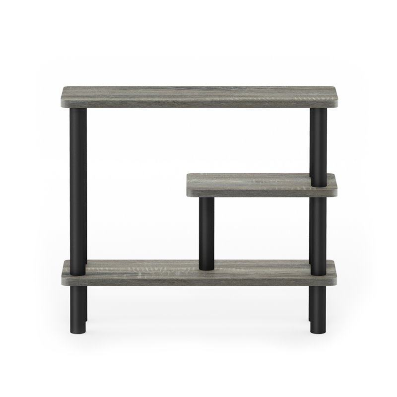 Furinno TURN-N-TUBE Wood Slim Space Saving Storage Rack in French Oak Gray/Black