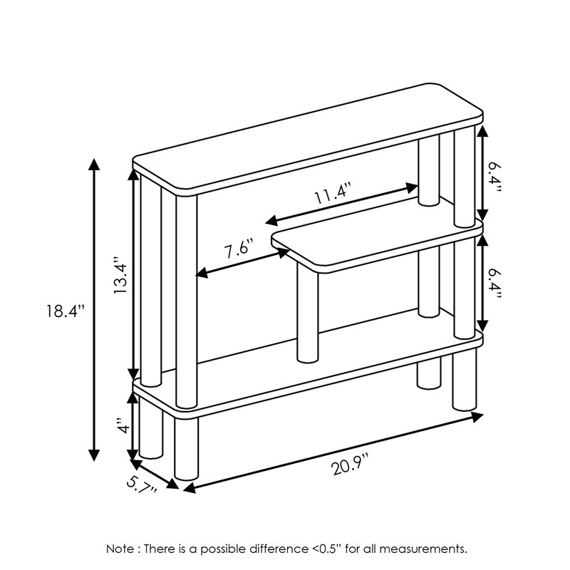 Furinno TURN-N-TUBE Wood Slim Space Saving Storage Rack in French Oak Gray/Black