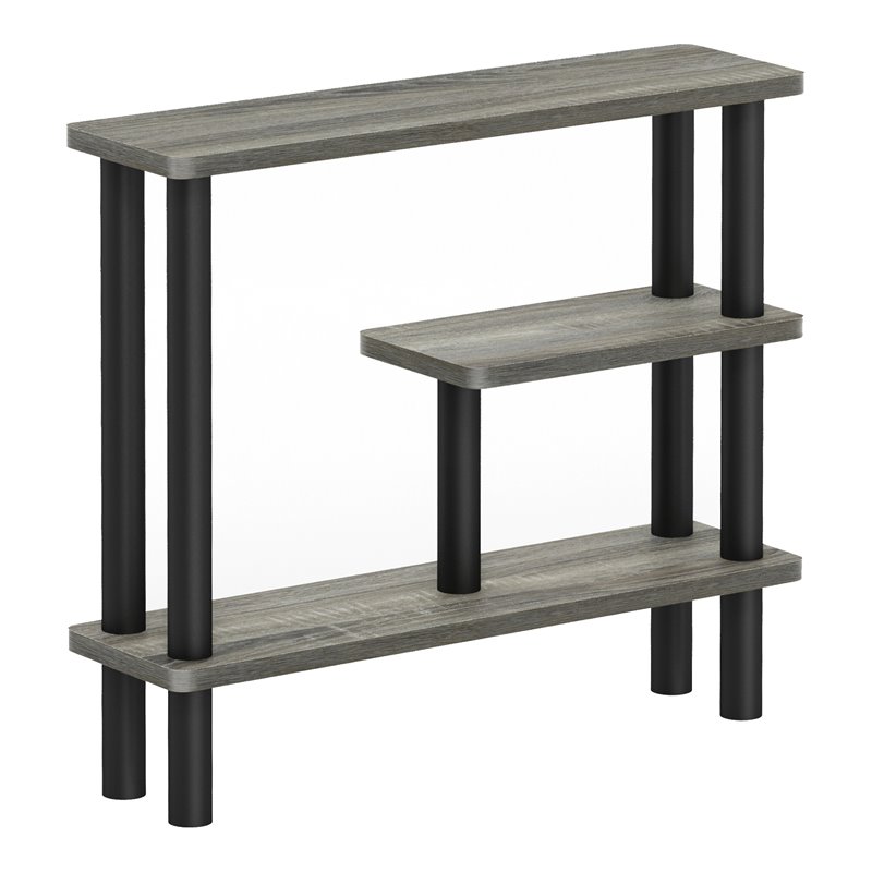 Furinno TURN-N-TUBE Wood Slim Space Saving Storage Rack in French Oak Gray/Black