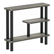 Furinno TURN-N-TUBE Wood Slim Space Saving Storage Rack in French Oak Gray/Black