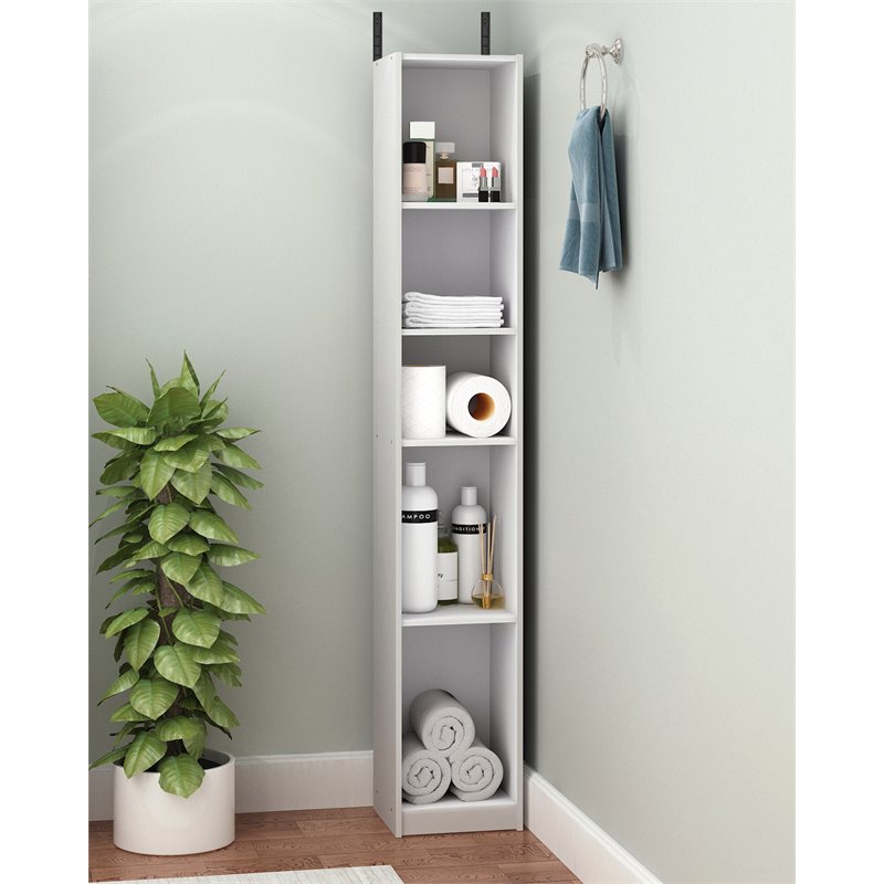 Furinno INDO Contemporary Engineered Wood Slim Open Bath Cabinet in White