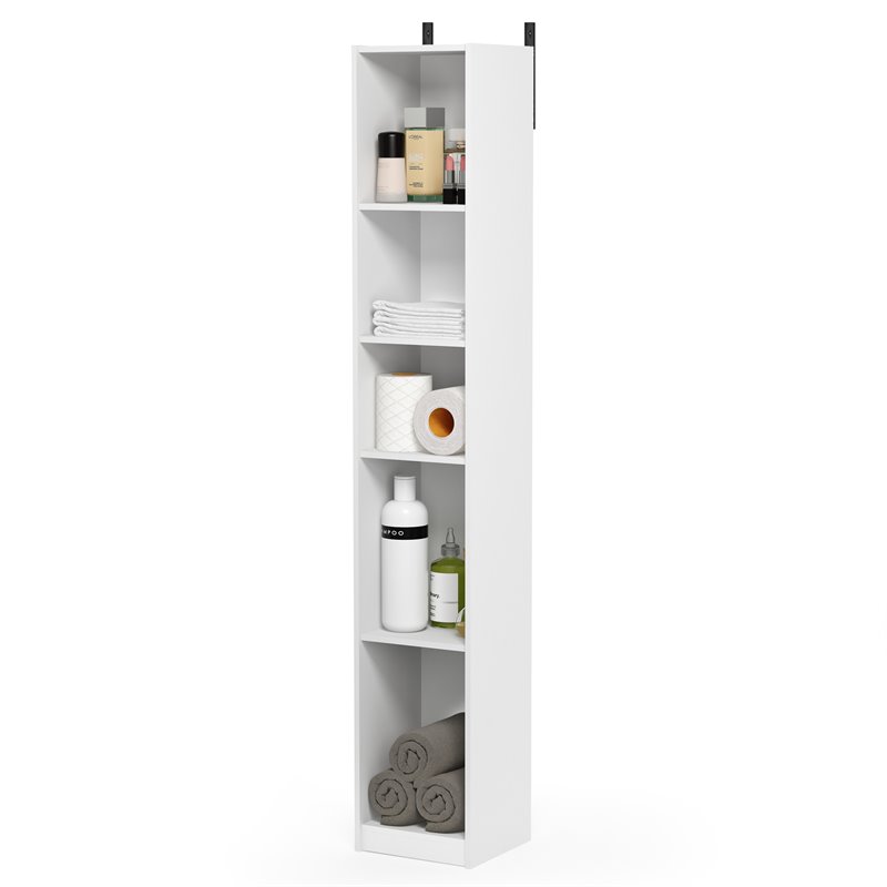 Furinno INDO Contemporary Engineered Wood Slim Open Bath Cabinet in White