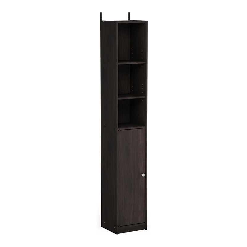 Furinno INDO Contemporary Engineered Wood Slim Door Bath Cabinet in Espresso