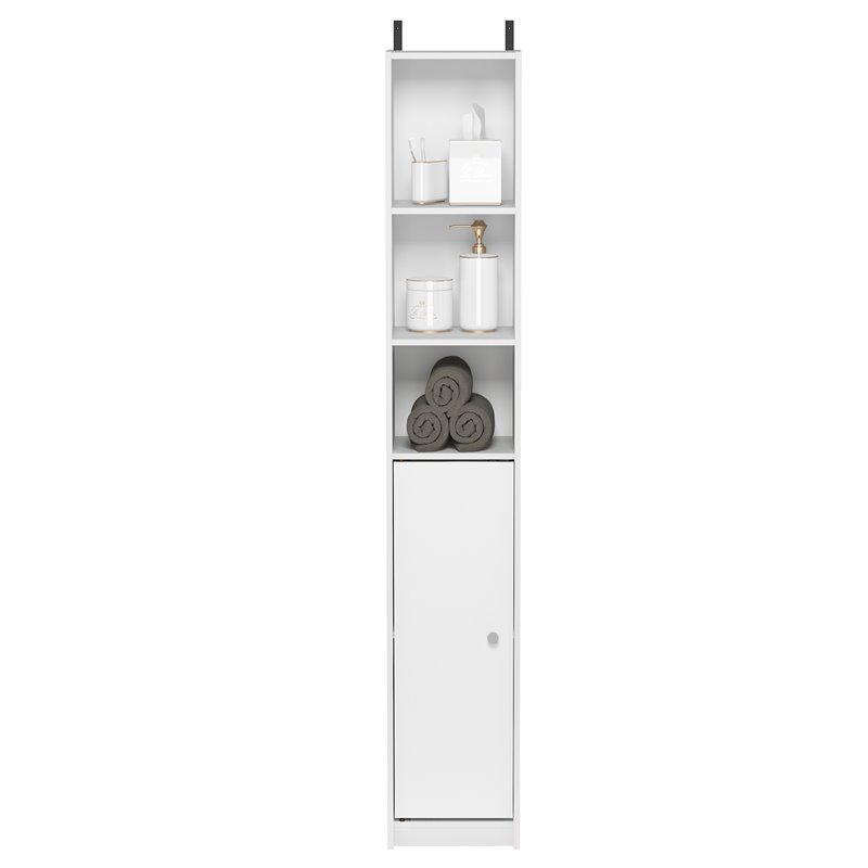 Furinno INDO Contemporary Engineered Wood Slim Door Bath Cabinet in White