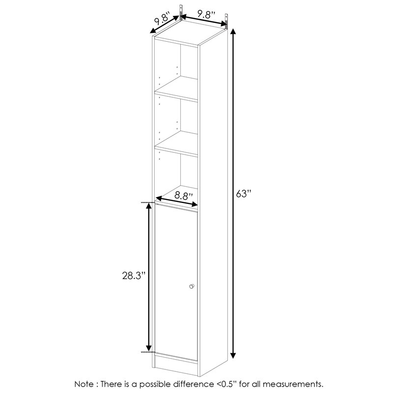 Furinno INDO Contemporary Engineered Wood Slim Door Bath Cabinet in White