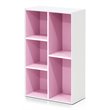 Furinno LUDER Engineered Wood 5-Cube Reversible Open Shelf in White/Pink