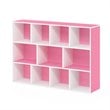 Furinno LUDER Engineered Wood 11-Cube Reversible Open Shelf Bookcase in Pink