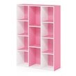Furinno LUDER Engineered Wood 11-Cube Reversible Open Shelf Bookcase in Pink