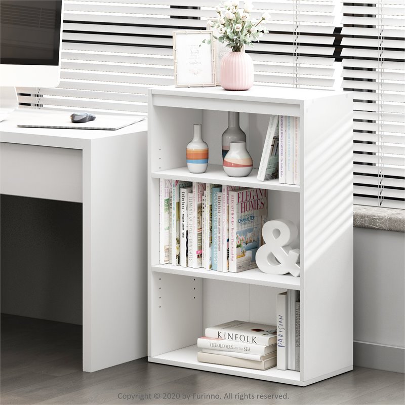 Furinno PASIR Contemporary Engineered Wood 3-Tier Open Shelf in White