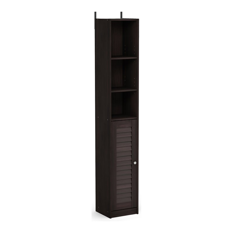 Furinno INDO Contemporary Engineered Wood Slim Luver Door Bath Cabinet Espresso