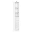 Furinno INDO Contemporary Engineered Wood Slim Luver Door Bath Cabinet White