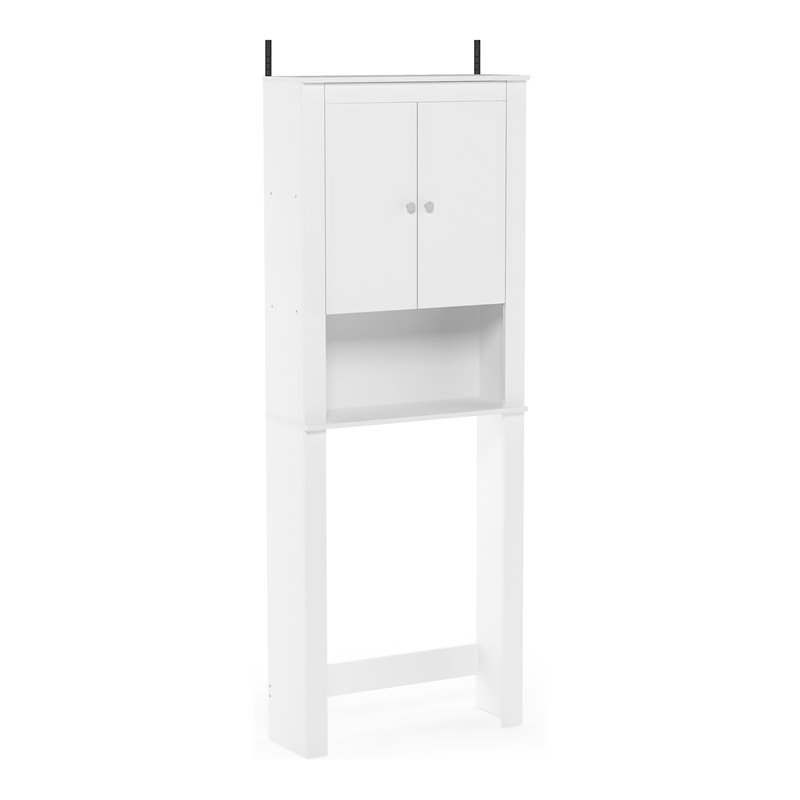 Furinno INDO Contemporary Engineered Wood Double Door Bath Cabinet in White