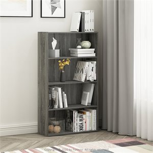 Furinno PASIR Contemporary Engineered Wood 4-Tier Open Shelf in French Oak Gray