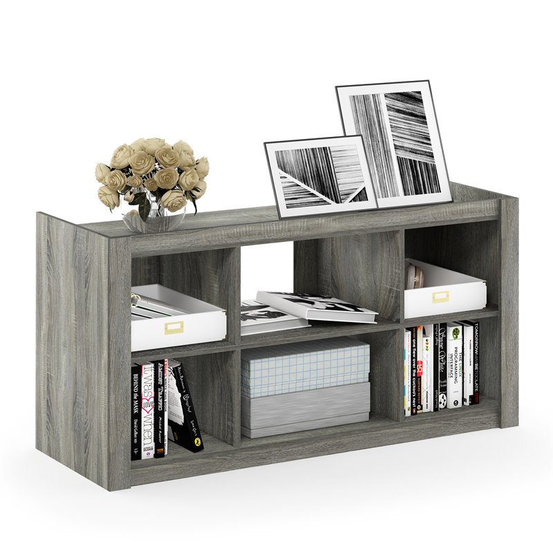 Furinno Fowler Engineered Wood Multipurpose TV Stand/Bookcase in Oak Gray
