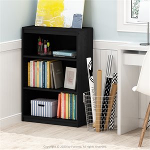 Furinno GRUEN Engineered Wood 3-Tier AdJUSTable Shelves Bookcase in Black