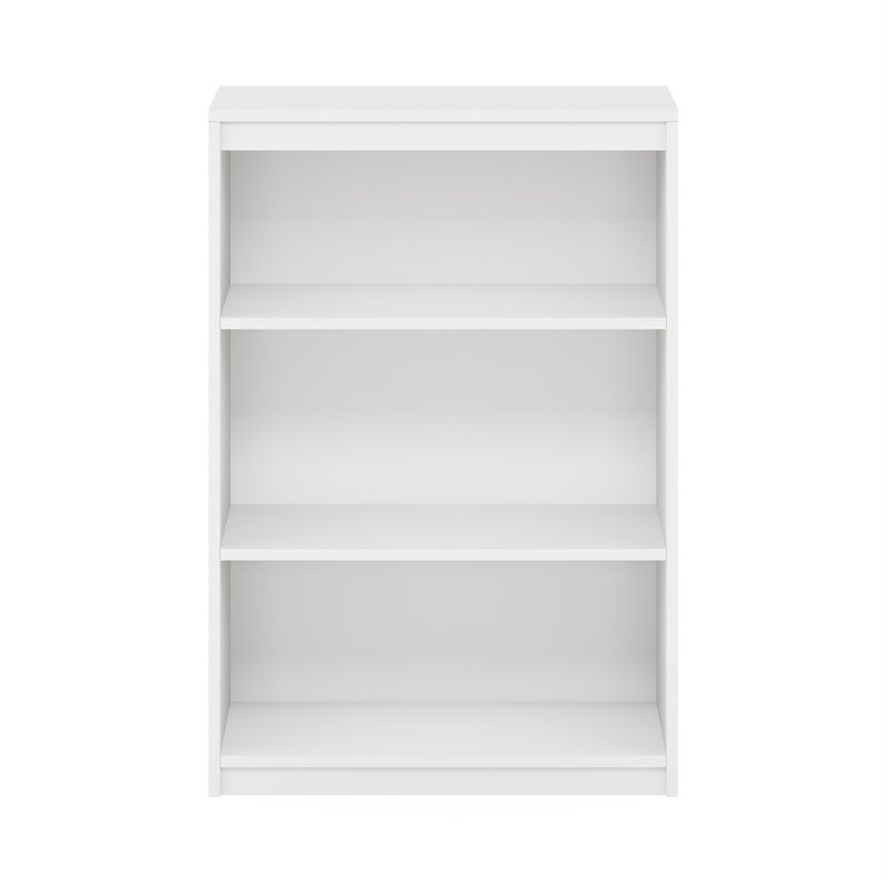 Furinno Gruen Engineered Wood 3-Tier Adjustable Shelves Bookcase in White