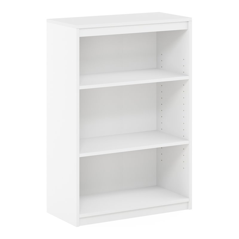 Furinno Gruen Engineered Wood 3-Tier Adjustable Shelves Bookcase in White