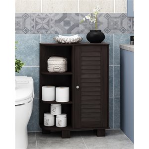 Furinno INDO Engineered Wood Storage Shelf with Louver Door Cabinet in Espresso