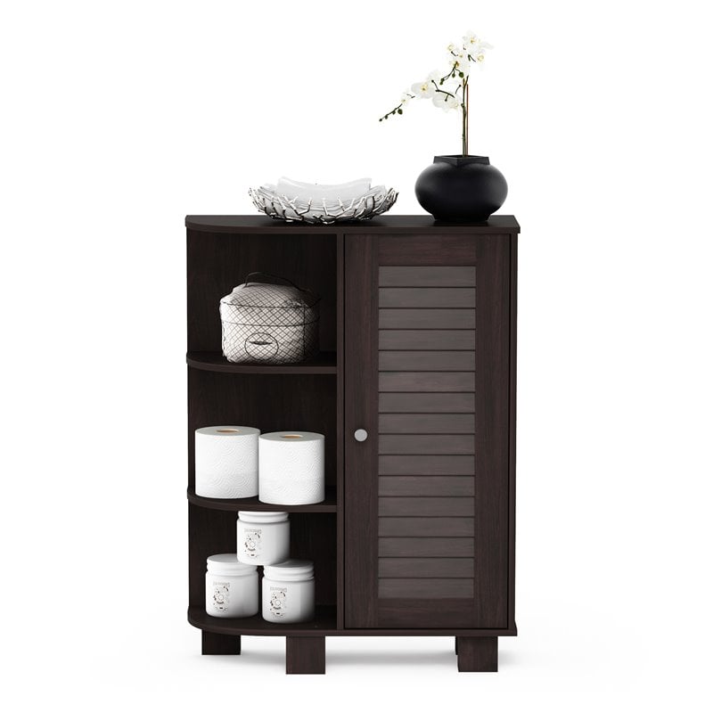 Furinno INDO Engineered Wood Storage Shelf with Louver Door Cabinet in Espresso
