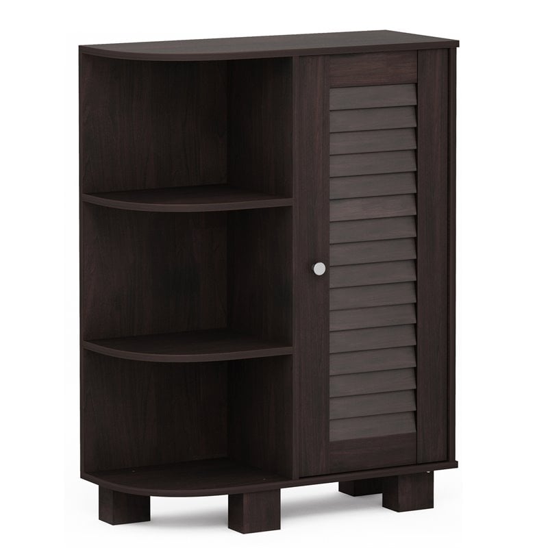 Furinno INDO Engineered Wood Storage Shelf with Louver Door Cabinet in Espresso