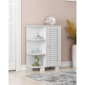 Furinno INDO Engineered Wood Storage Shelf with Louver Door Cabinet in White