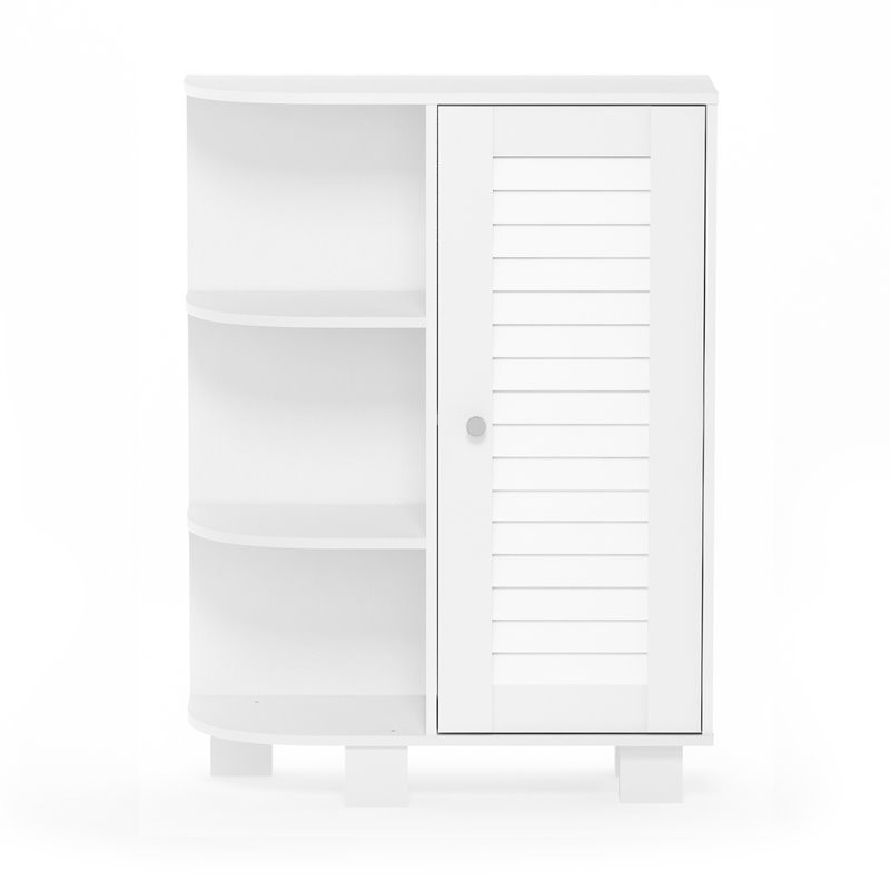 Furinno INDO Engineered Wood Storage Shelf with Louver Door Cabinet in White