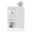 Furinno INDO Engineered Wood Storage Shelf with Louver Door Cabinet in White
