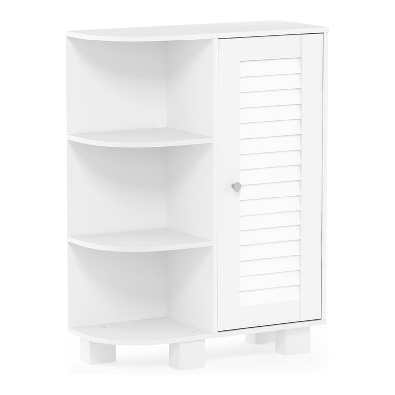 Furinno INDO Engineered Wood Storage Shelf with Louver Door Cabinet in White