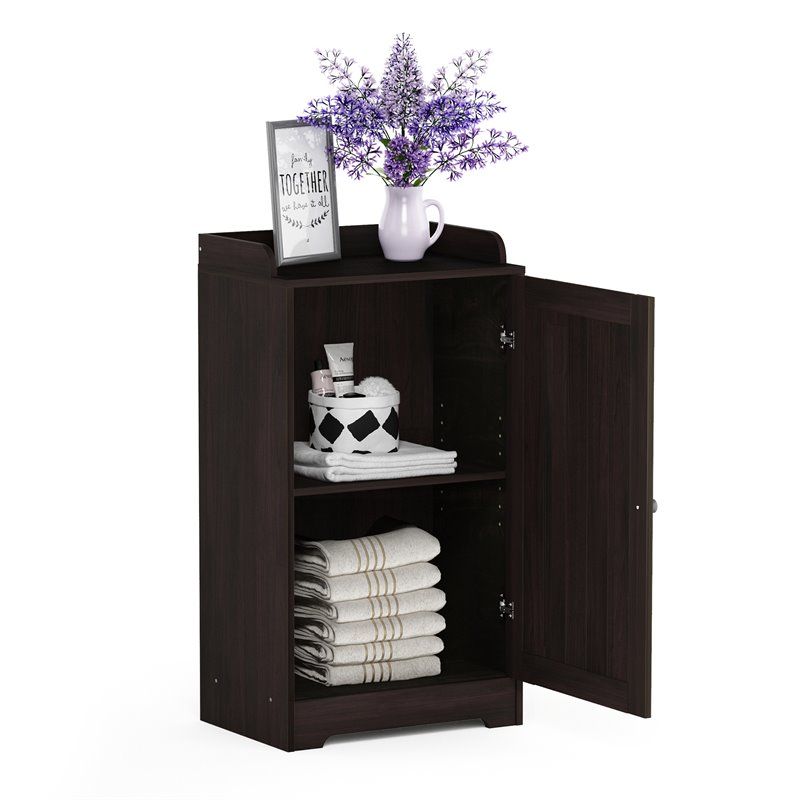 Furinno INDO Engineered Wood Standing Louver Door Cabinet in Espresso