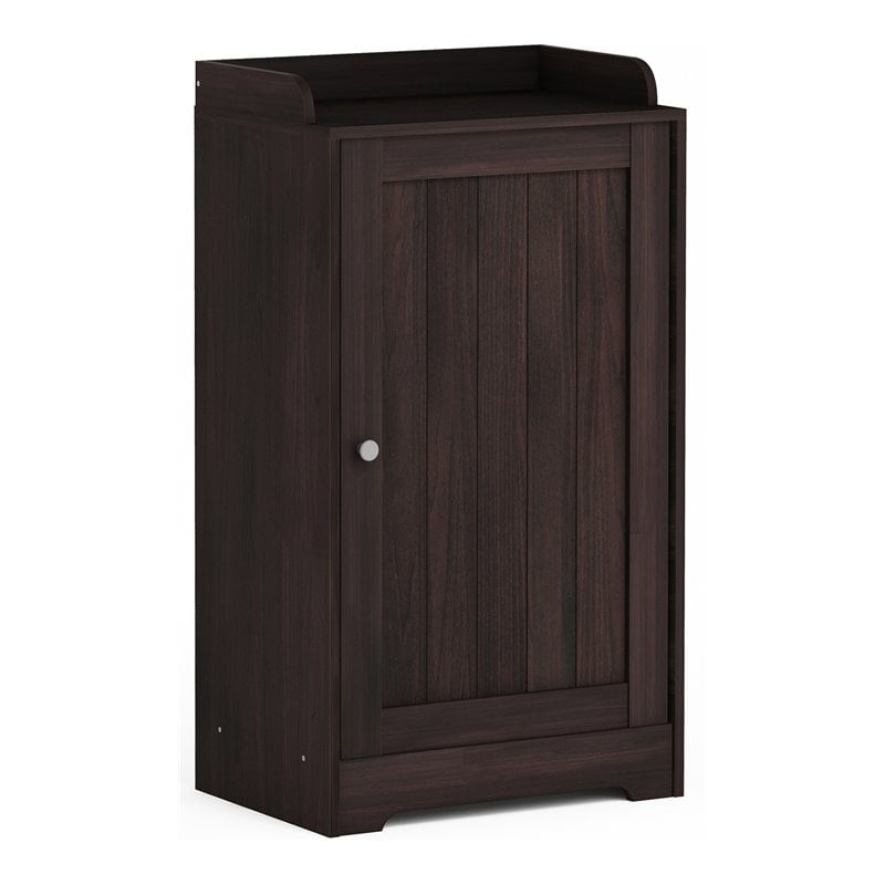 Furinno INDO Engineered Wood Standing Louver Door Cabinet in Espresso
