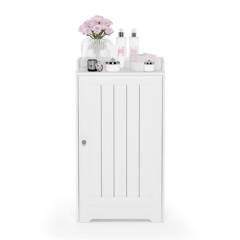 Furinno INDO Engineered Wood Standing Louver Door Cabinet in White