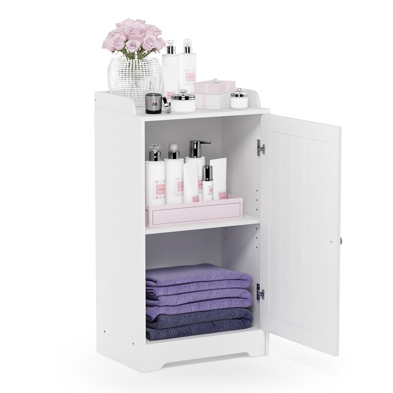 Furinno INDO Engineered Wood Standing Louver Door Cabinet in White
