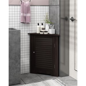 Furinno INDO Engineered Wood Corner Louver Door Cabinet in Espresso