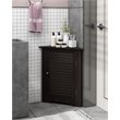 Furinno INDO Engineered Wood Corner Louver Door Cabinet in Espresso