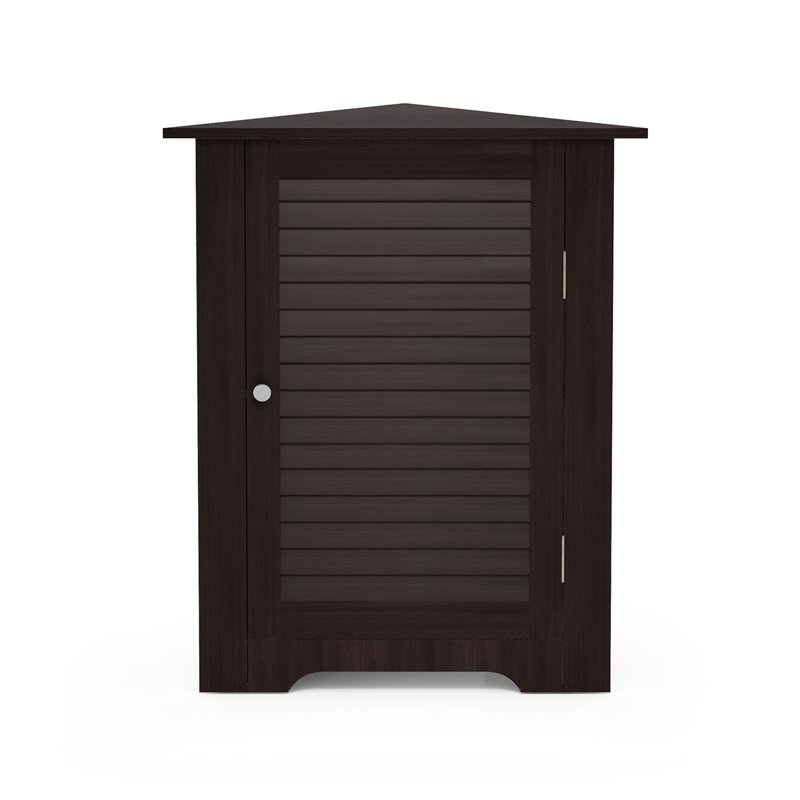 Furinno INDO Engineered Wood Corner Louver Door Cabinet in Espresso