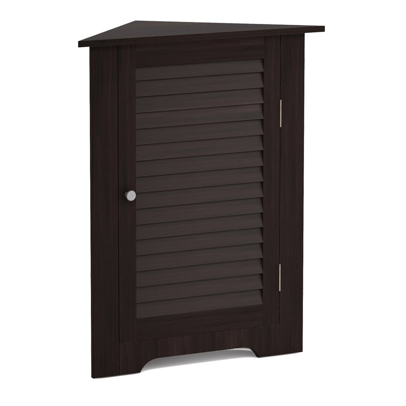 Furinno INDO Engineered Wood Corner Louver Door Cabinet in Espresso