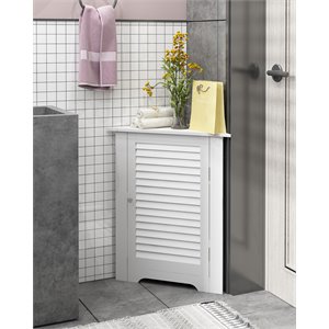 Furinno INDO Engineered Wood Corner Louver Door Cabinet in White